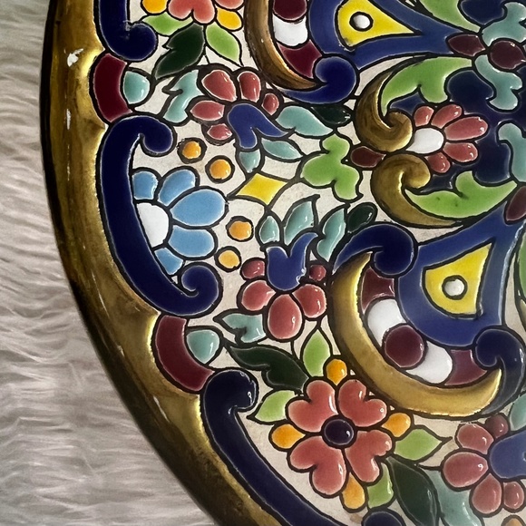 Vibrant [Sevillarte] Hanging 9" Plate <Hecho En Espana> Signed Art + 24 KT. GOLD - Picture 4 of 13